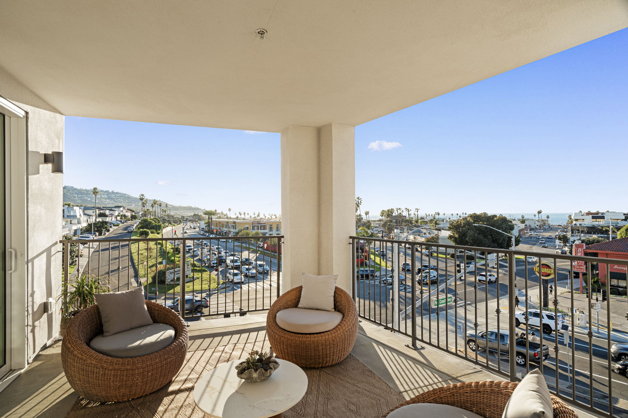 balcony set with table and modern chairs